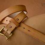 cinturón de cuero artesano beige