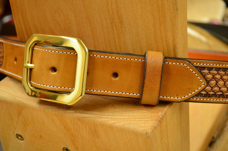 cinturón de cuero hebilla latón macizo